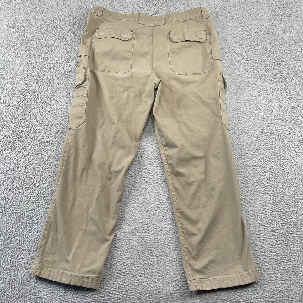 Duluth Trading Co Cargo Pants Mens 46x34 Tan Flex Fire Hose Work Utility Cotton - Picture 2 of 9